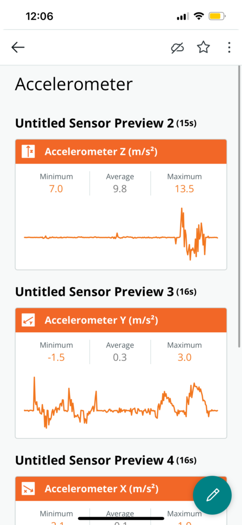 Screenshot of my acceleration experiment. 