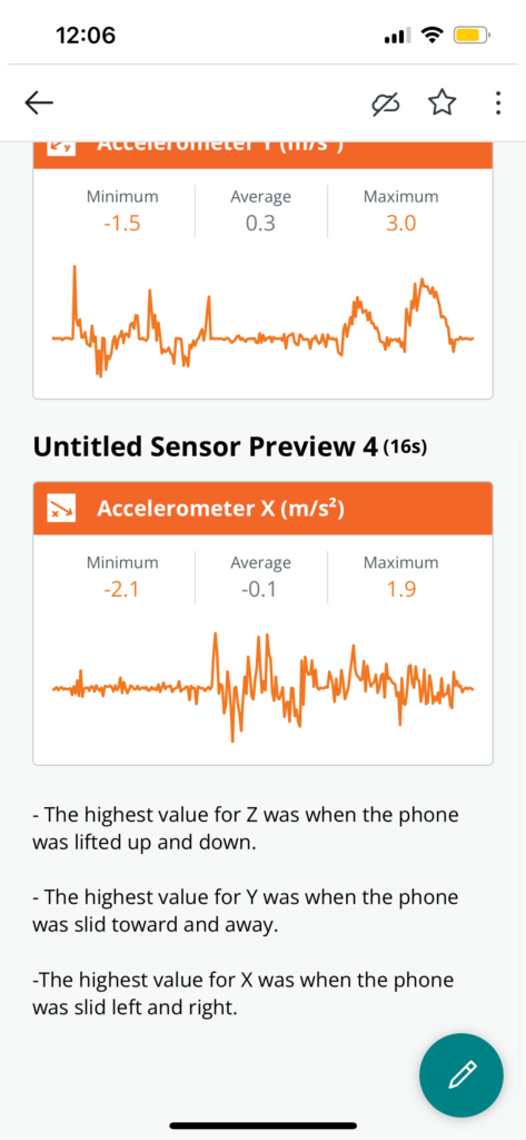 Screenshot of my acceleration experiment. 